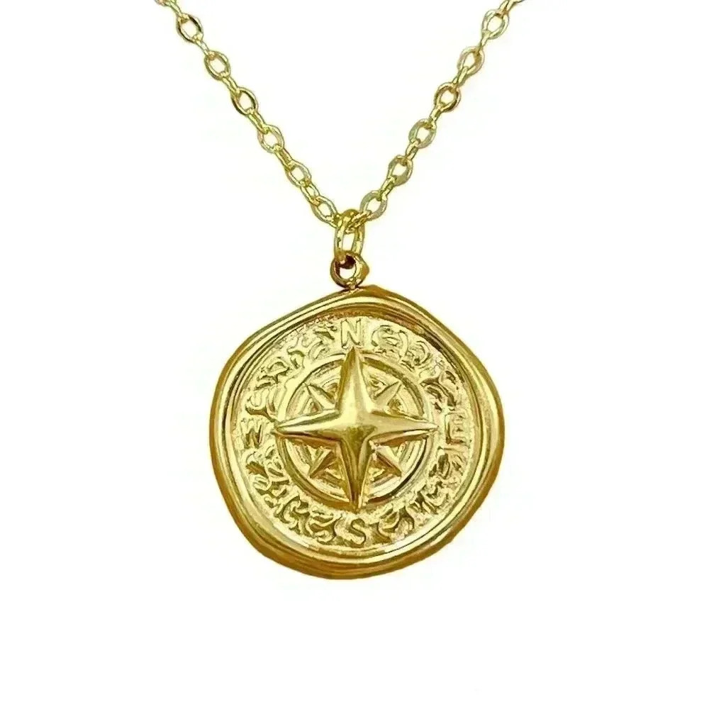 Compass gold coin necklace graduation gift - Picture 9 of 12